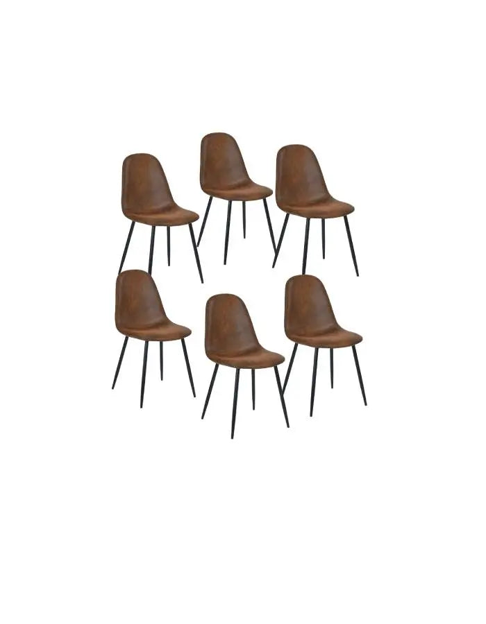 Pack 6 Sillas Paris Ecocuero vintage café oscuro Patas negras