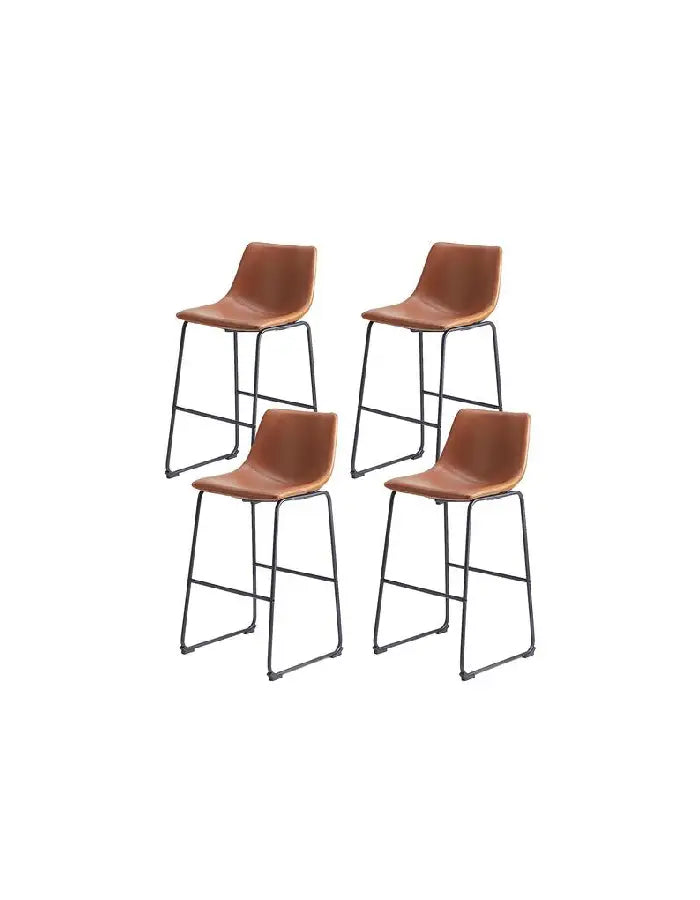 Pack 4 Taburetes de bar Burgos de cuero y metal industrial