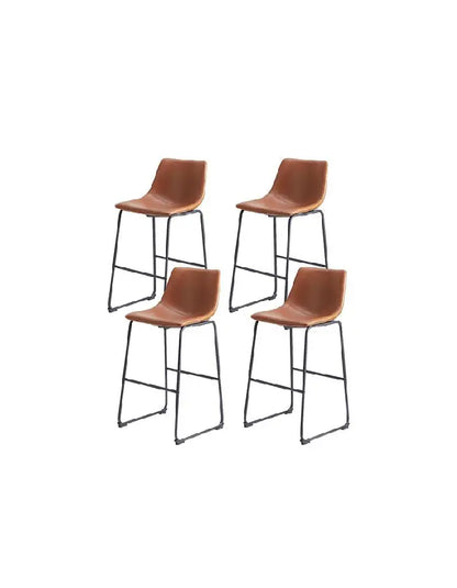 Pack 4 Taburetes de bar Burgos de cuero y metal industrial