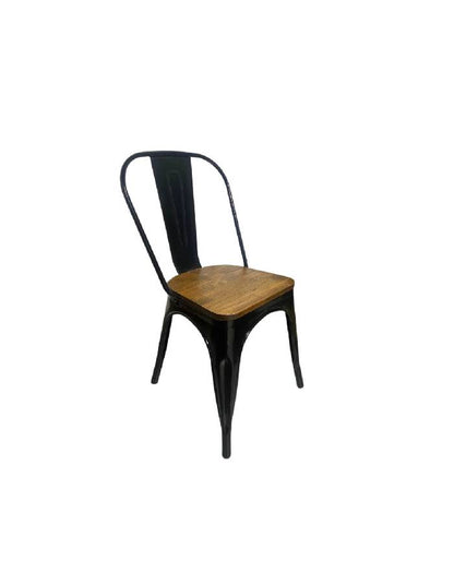 Silla Tolix con asiento de Madera oscura