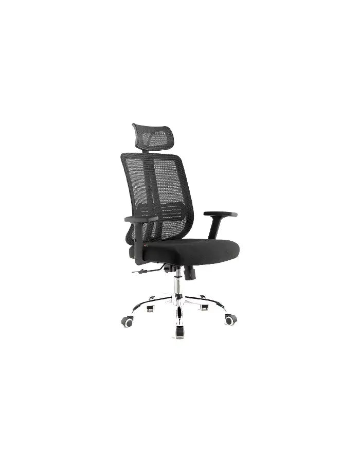 Silla de oficina mesh negra ejecutiva con apoyabrazos y cabeza