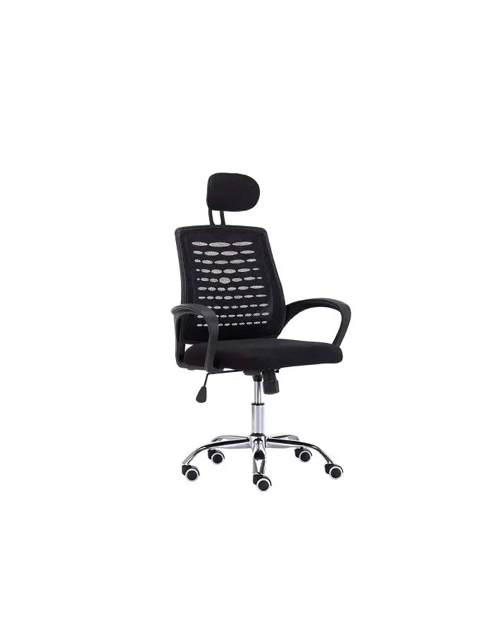Silla oficina simply mesh negra con apoyabrazos y cabeza