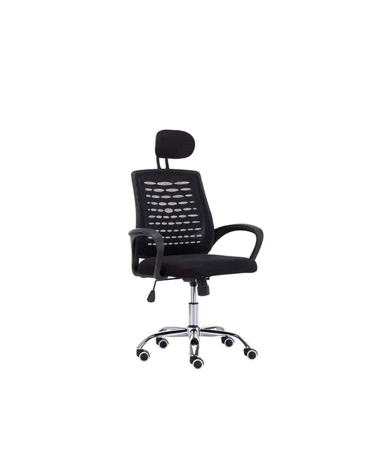 Silla oficina simply mesh negra con apoyabrazos y cabeza