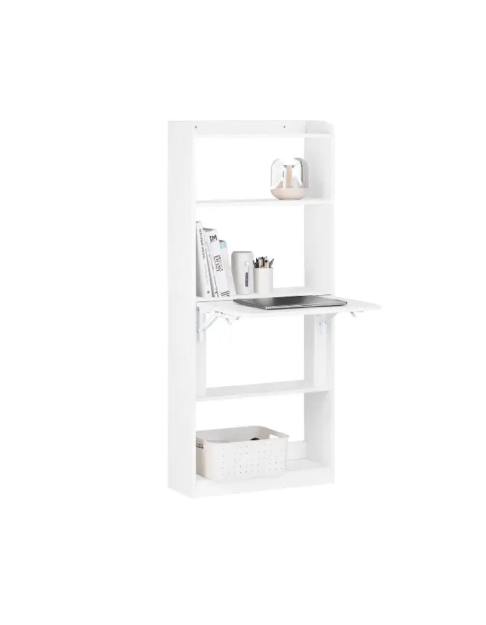 Estantería con Escritorio Plegable Compacto - Blanco