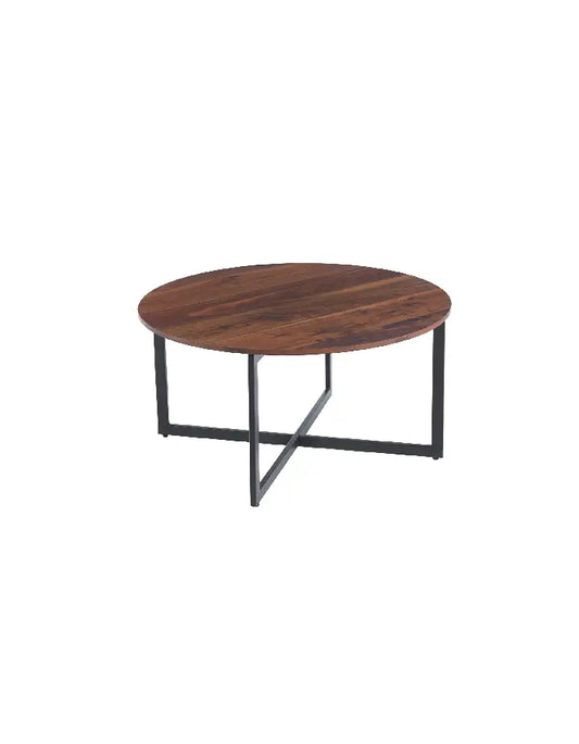 Mesa de Centro 80cm Redonda - Madera Oscura