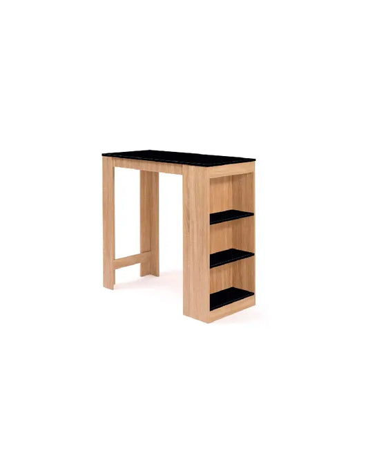 Mesa de cocina organizadora alta color madera y negro