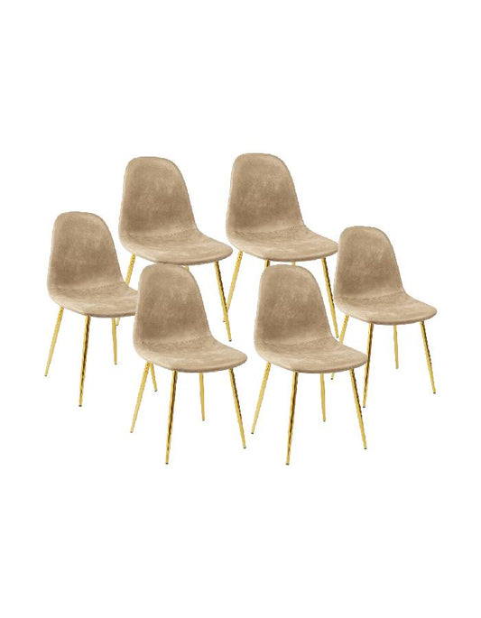 Pack 6 Sillas Paris Ecocuero Vintage Patas Doradas