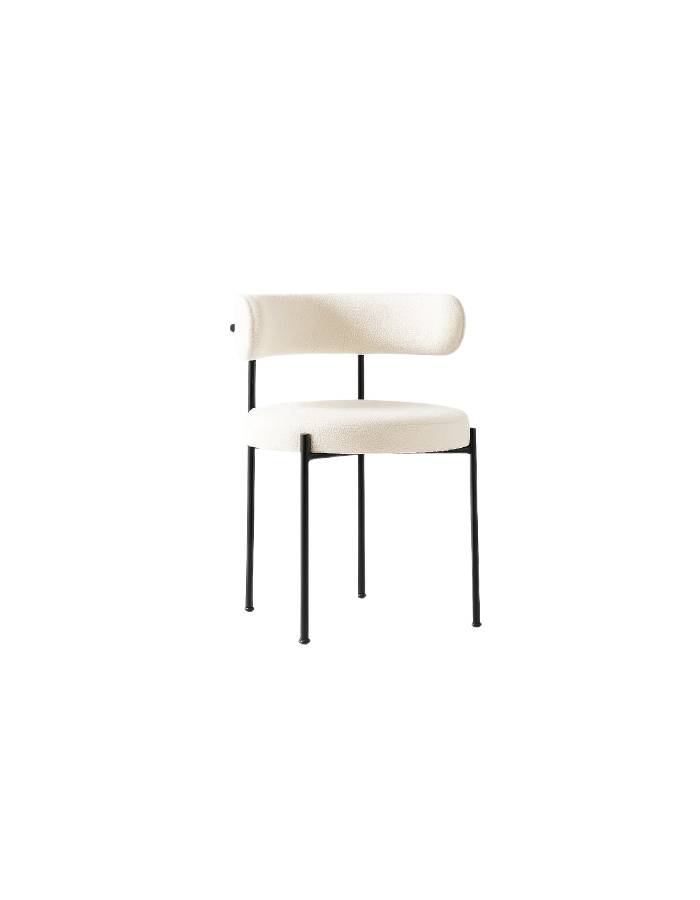 Silla Teddy de Tela con Patas Metálicas Negras