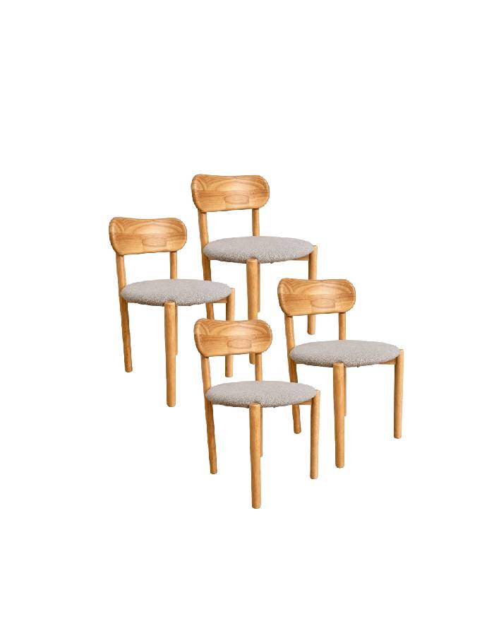 Pack 4 Sillas fresno con asiento tapizado y acolchado