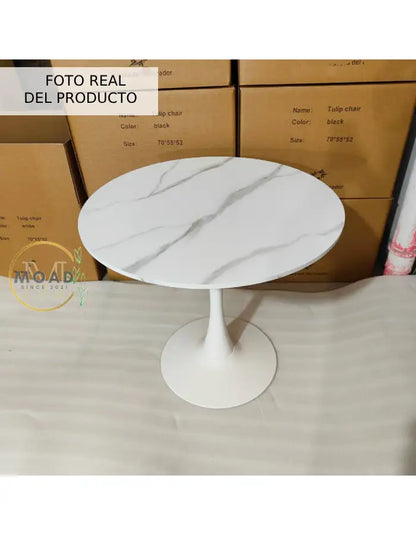 Mesa de Comedor Tulip Símil Mármol 100cm