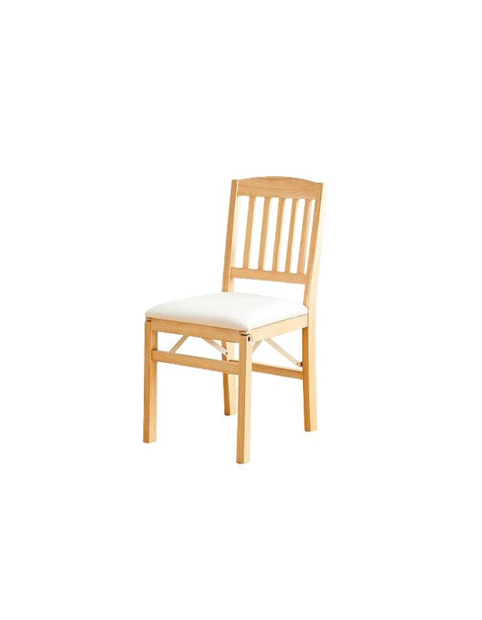 Silla Moderna Plegable de Madera Clara con Tapizado Neutro