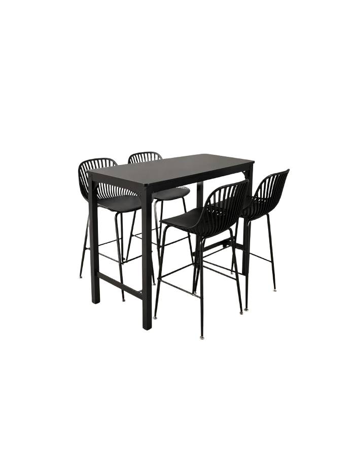 Set Terraza Tropea Rectangular Black con 4 Taburetes