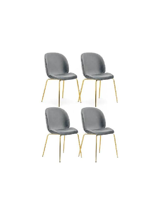 Pack 4 Sillas de Comedor Beetle Terciopelo Patas Doradas