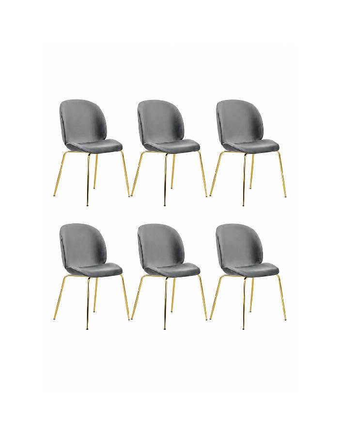 Pack 6 Sillas de Comedor Beetle Terciopelo Patas Doradas