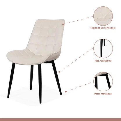 Silla de Comedor Macron Terciopelo patas negras
