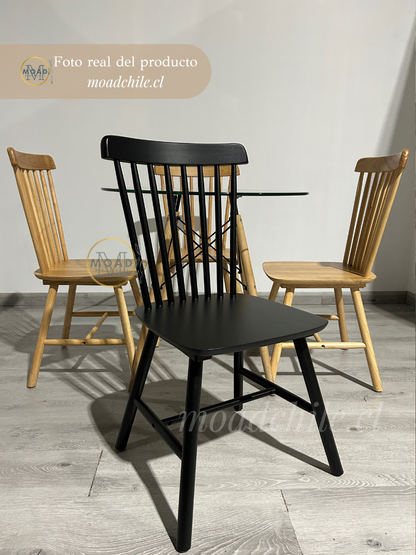 Pack 4 Sillas Windsor Madera Natural / Negra