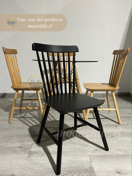 Pack 4 Sillas Windsor Madera Natural / Negra