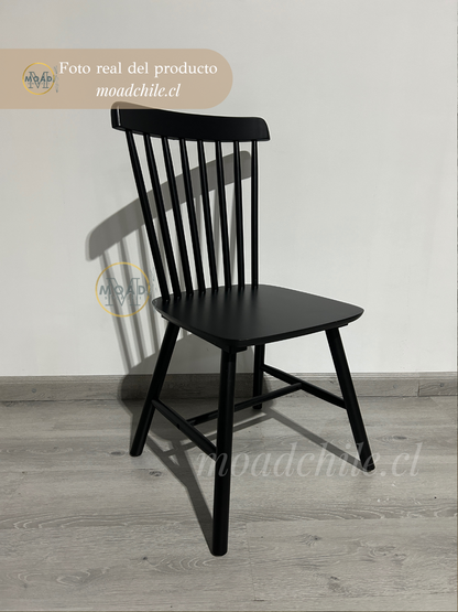 Pack 4 Sillas Windsor Madera Natural / Negra