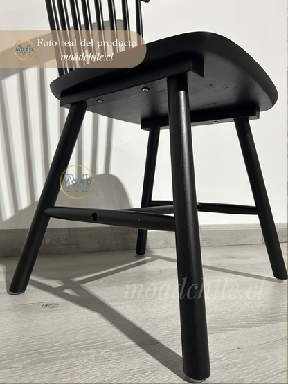 Pack 4 Sillas Windsor Madera Natural / Negra