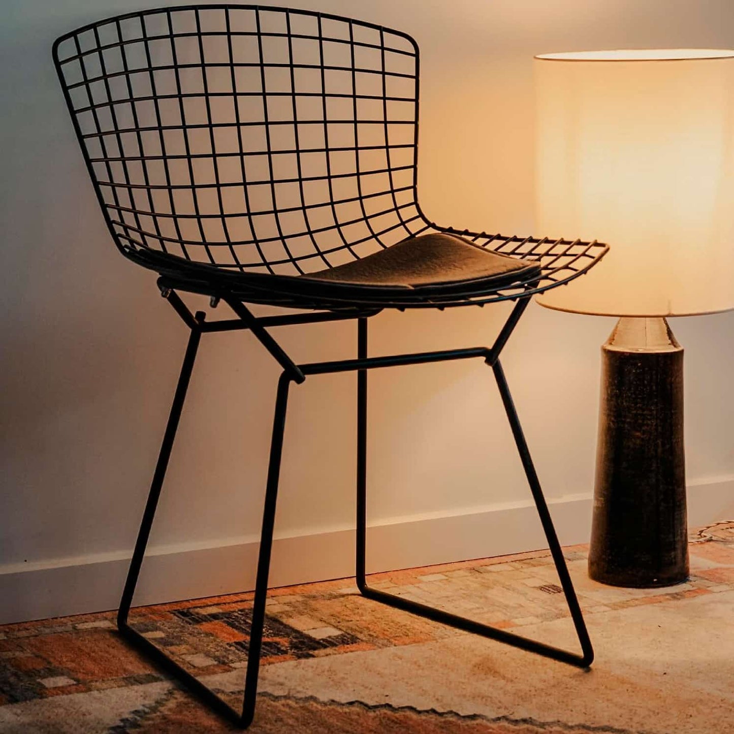 Silla Bertoia metal de terraza living comedor acolchada