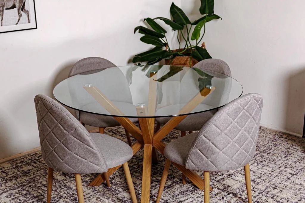 Comedor Redondo 4P Gabrielle Lino Cross