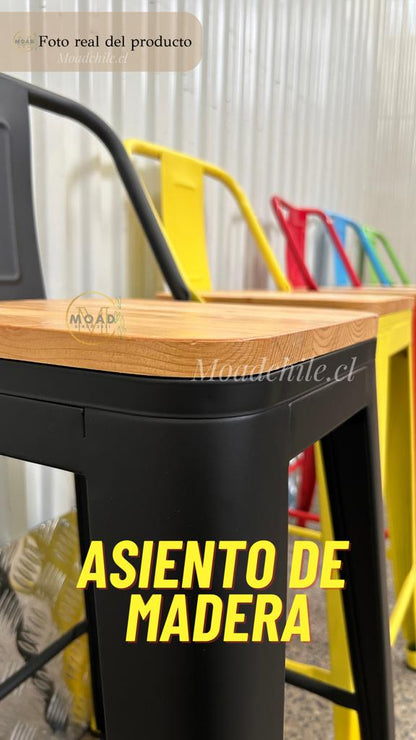 Taburete Tolix Madera Clara (77cm)