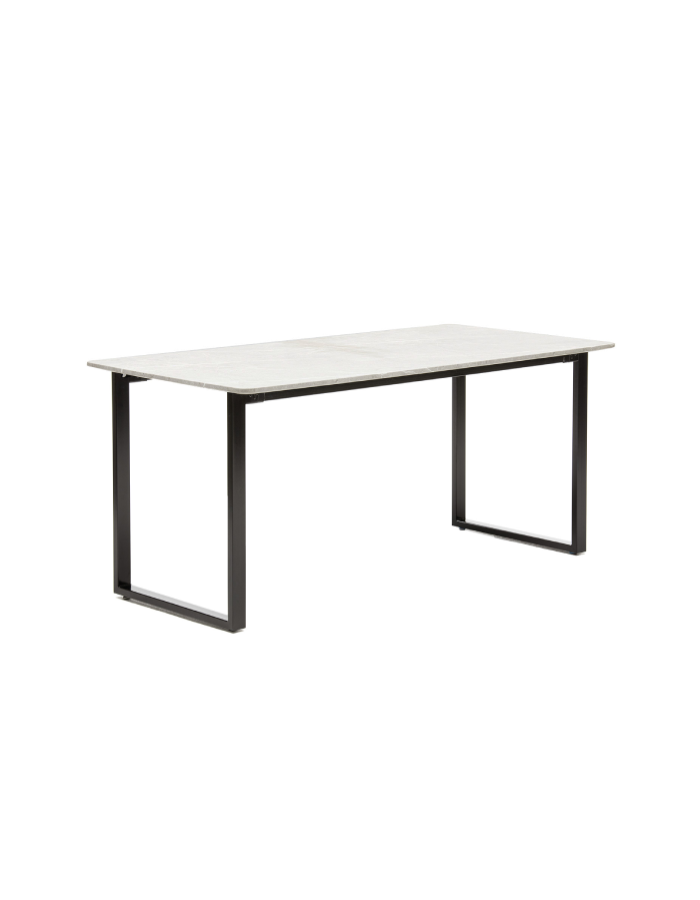 Mesa Mineiro Símil Mármol 160cm Patas Negras