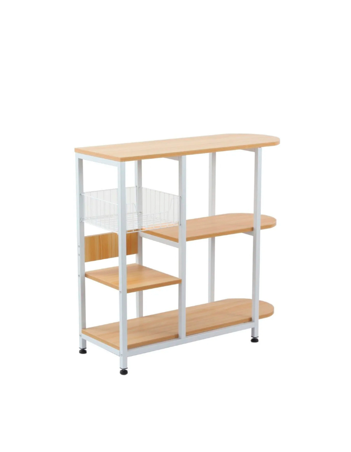 Mesa lateral para cocina de organización 3 niveles madera clara - Blanca