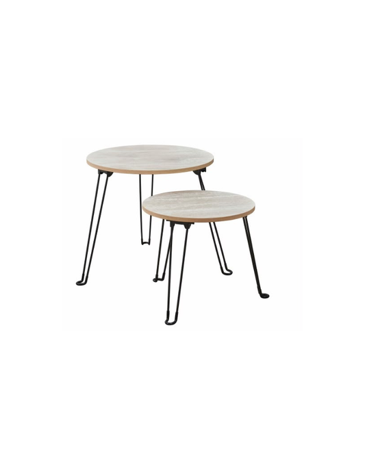 Set Mesa Centro Retro Natural/Negro 2 Piezas