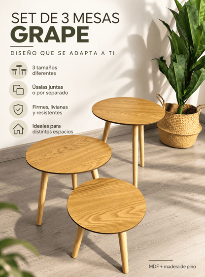 Set 3 Mesas Grape Centro/Lateral