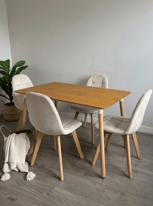 Comedor Rectangular Capitoné Terciopelo 4P
