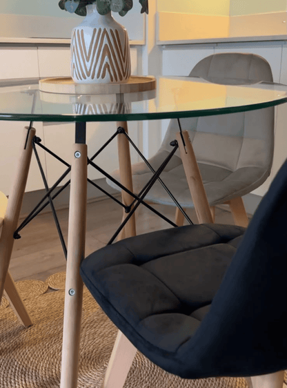Mesa Eames Redonda Vidrio 80cm