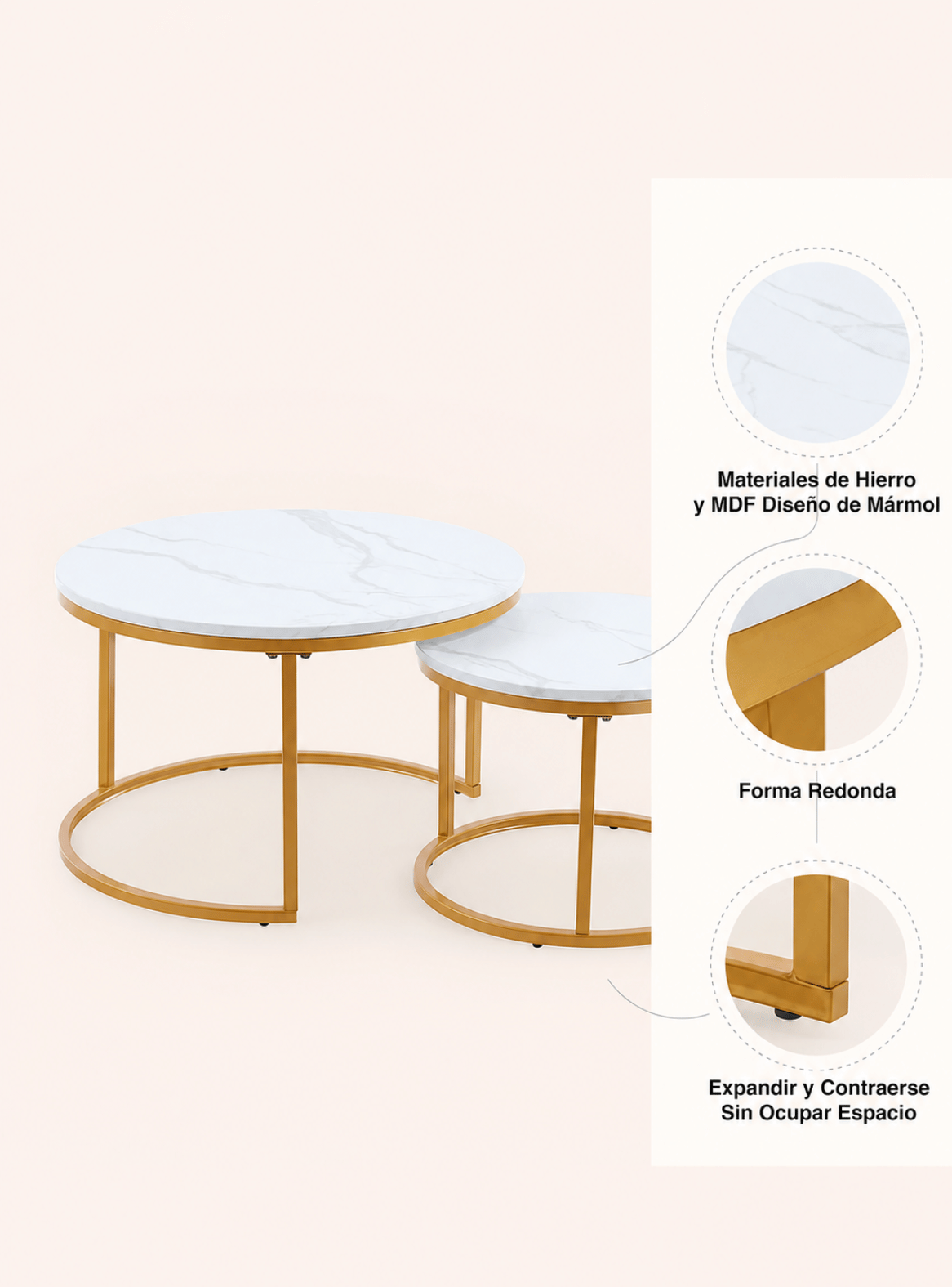 Mesa de Centro Nido Simil Mármol