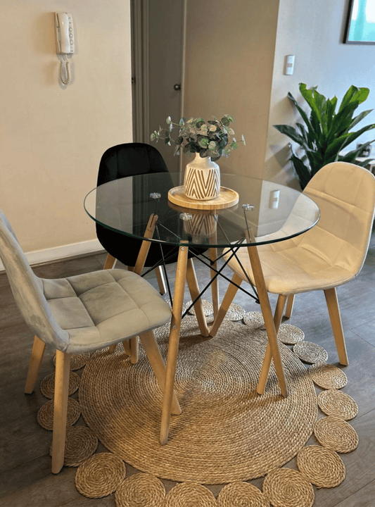 Mesa Eames Redonda Vidrio 80cm