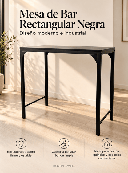 Mesa de Bar Rectangular Negra