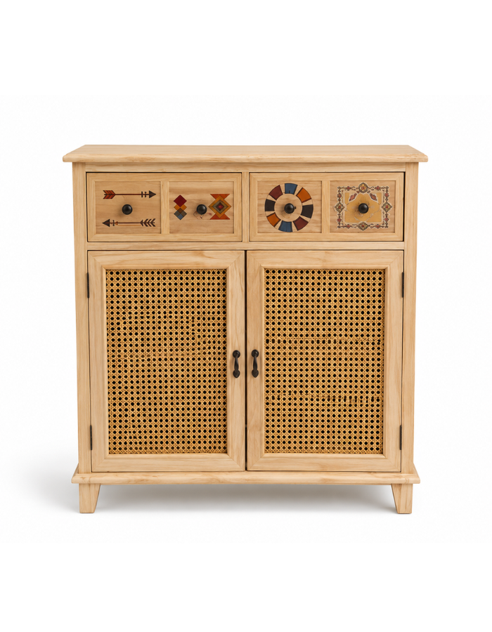 Arrimo Rattan de dos Puertas con Gavetas