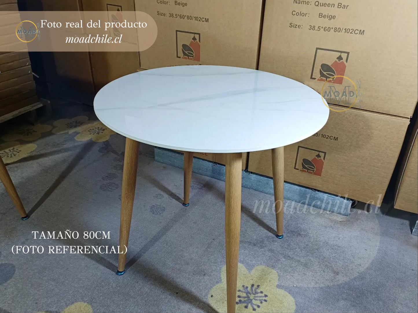 Mesa de Comedor Redonda de Cuarzo (Piedra Sinterizada) 100cm