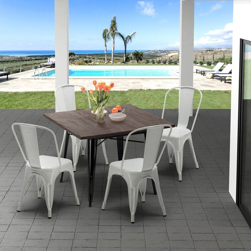 Mesa de comedor Tolix 70x70cm Madera Oscura
