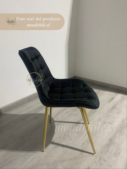 Pack 4 Sillas de Comedor Macron Terciopelo patas doradas