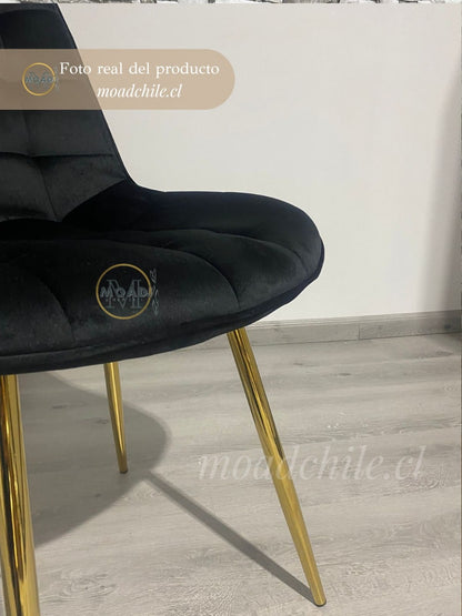 Pack 4 Sillas de Comedor Macron Terciopelo patas doradas