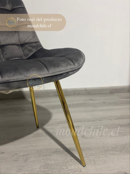 Pack 4 Sillas de Comedor Macron Terciopelo patas doradas