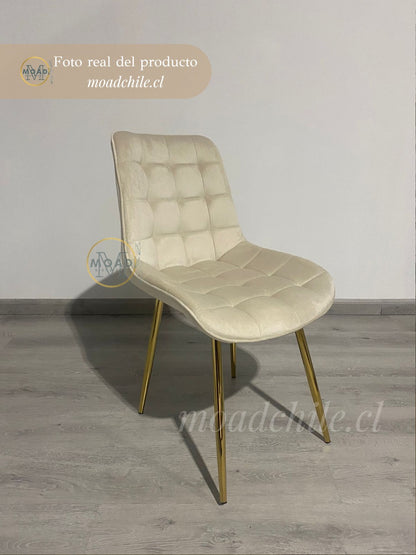 Pack 4 Sillas de Comedor Macron Terciopelo patas doradas