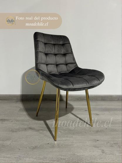 Pack 4 Sillas de Comedor Macron Terciopelo patas doradas