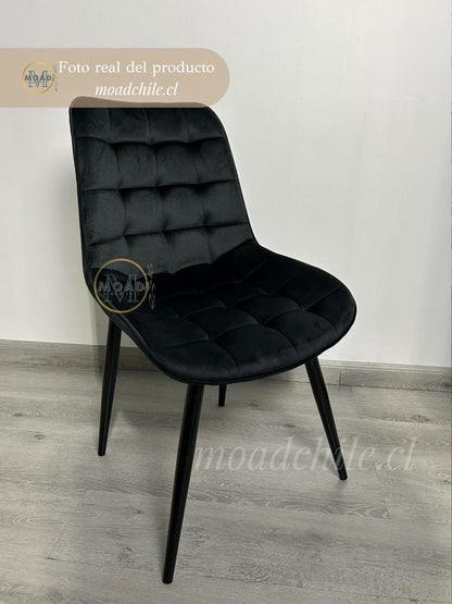 Silla de Comedor Macron Terciopelo patas negras