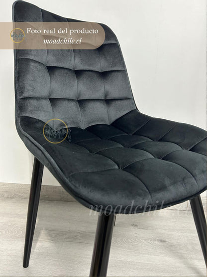 Silla de Comedor Macron Terciopelo patas negras
