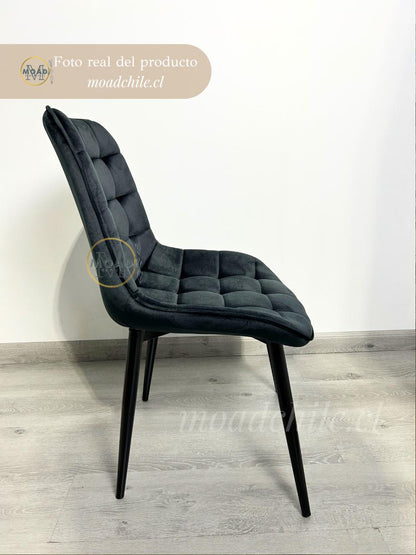 Silla de Comedor Macron Terciopelo patas negras