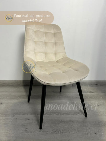 Silla de Comedor Macron Terciopelo patas negras