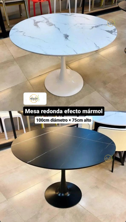 Mesa de Comedor Tulip Símil Mármol 100cm