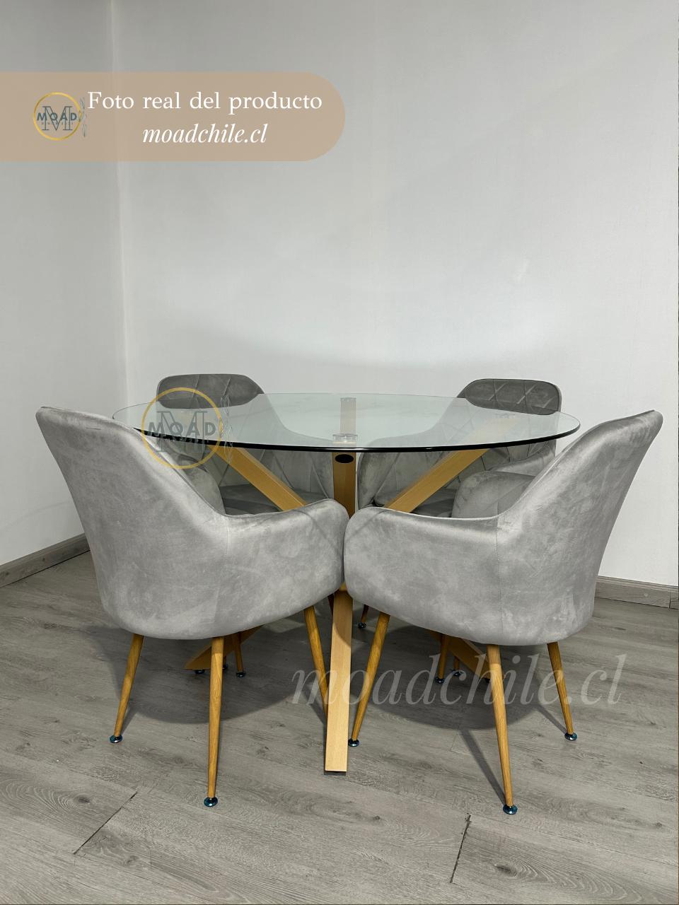 Comedor Redondo Genova Diamond Terciopelo 4P