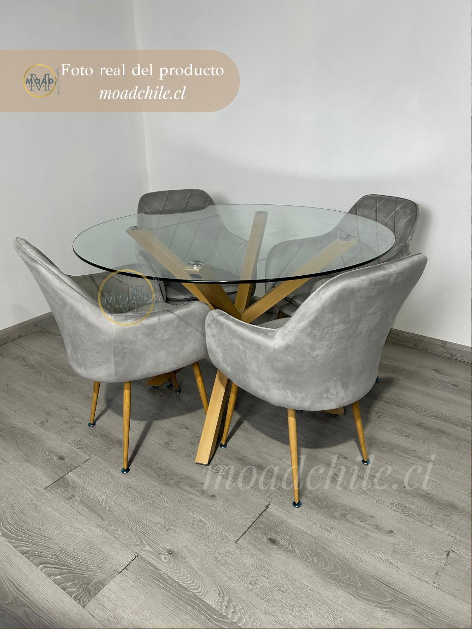Comedor Redondo Genova Diamond Terciopelo 4P